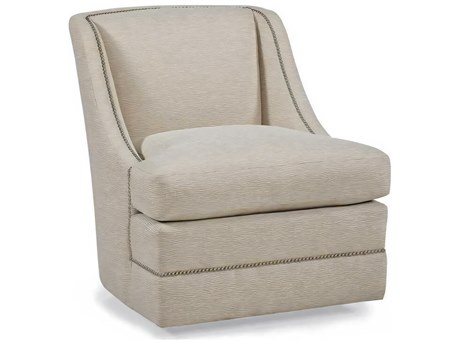 Hickory White Custom Elements Upholstery Swivel Beige Fabric Accent Chair