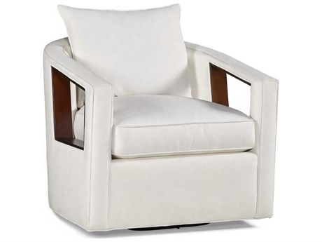 Hickory White Custom Elements Upholstery Swivel Fabric Accent Chair