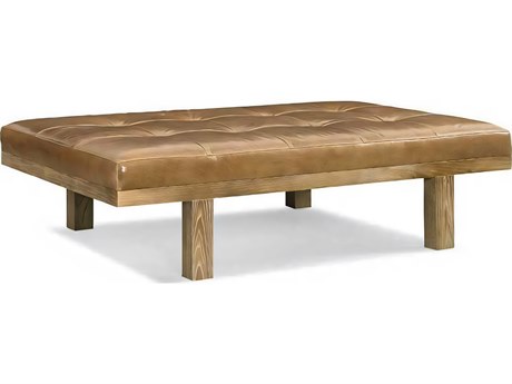 Hickory White Patron Driftwood Brown Leather Cocktail Ottoman