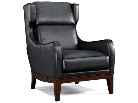Hickory White Custom Elements Upholstery Black Leather Accent Chair