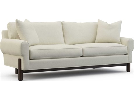 Hickory White Custom Elements Upholstery Antique Walnut Cream Fabric Stetson Sofa