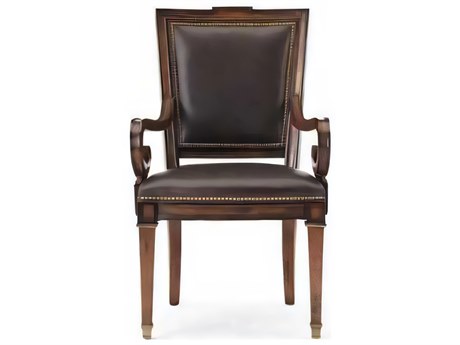 Hickory White Continental Classics Beech Wood Leather Arm Dining Chair