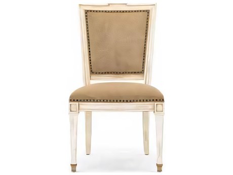 Hickory White Continental Classics Beech Wood Beige Leather Side Dining Chair