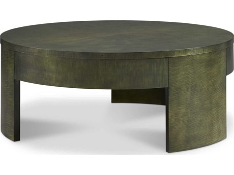 Hickory White Round Wood Raven Wings Coffee Table