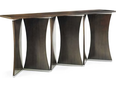 Hickory White Oasis Rectangular Wood Smoked Walnut Console Table