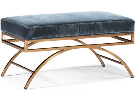 Hickory White Journey The World Rose Gold Blue Upholstered Bali Arched Accent Bench