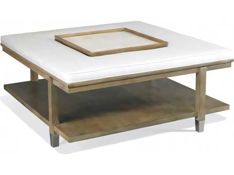 Hickory White A La Carte Square Fabric Taupe Shagreen Westwood Cocktail Table With Tray