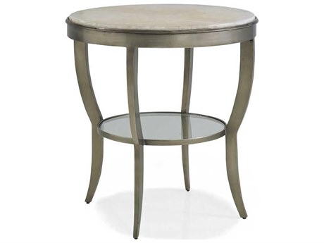 Hickory White A La Carte Round Stone Champagne Onyx Central End Table