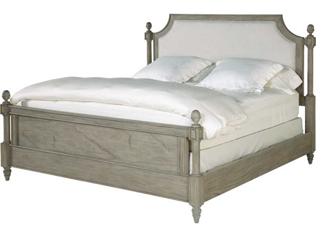 Hekman Wellington Driftwood Brown Mindi Wood Upholstered King Panel Bed