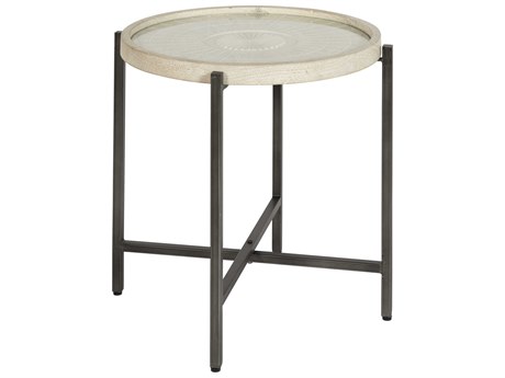Hekman Accents Round Wood Whitewash End Table