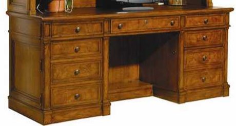 Hekman Office Urban Ash Burl Brown Credenza Desk