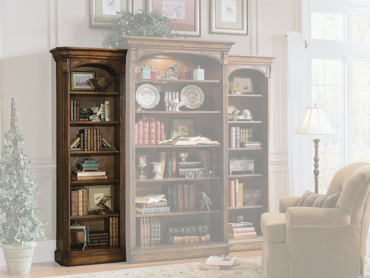 Hooker Furniture Brookhaven Distressed Medium Cherry Left Bookcase