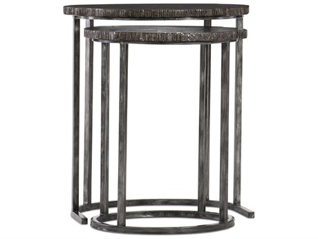 Hooker Furniture Nesting Oval Stone Brass Lacquer End Table