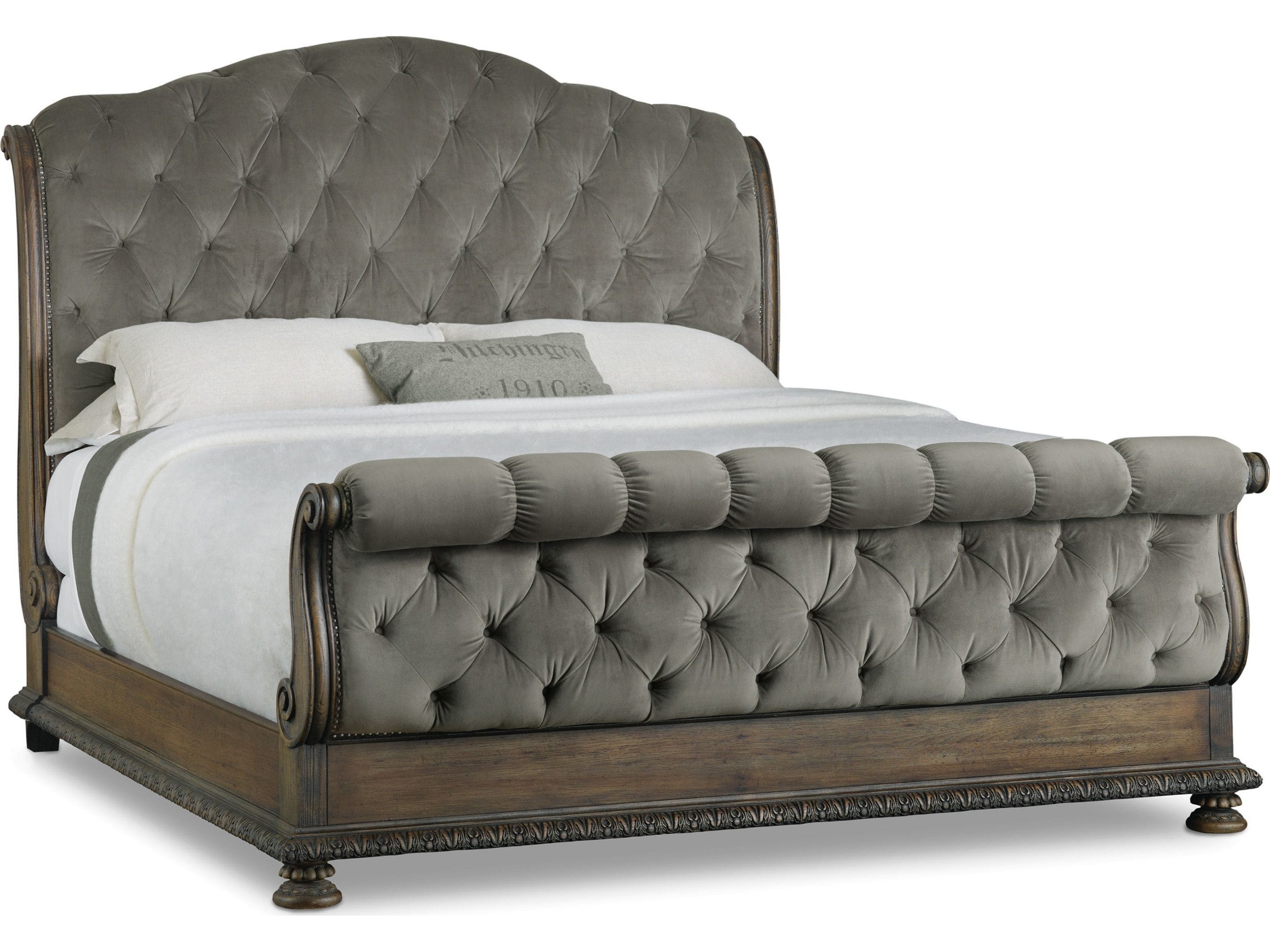 Furniture Rhapsody Rustic Walnut, King Platform Sleigh Bed