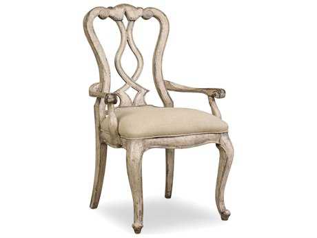 Hooker Furniture Chatelet Rubberwood White Upholstered Arm Dining Chair