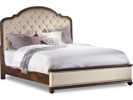 Hooker Furniture Leesburg Rich Beige Mahogany Wood Upholstered King Platform Bed