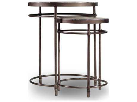 Hooker Furniture Saint Round Wood Light Natural Antique Bronze End Table