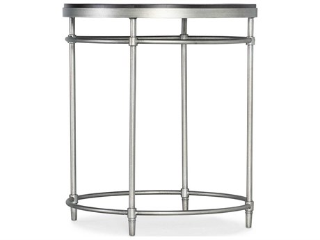 Luxecor Heritage Round Wood Black Brushed Pewter End Table