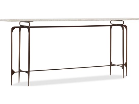Luxecor Skinny Rectangular White Marble With Dark Bronze Console Table