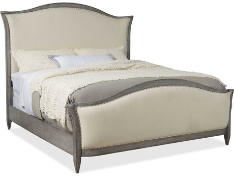 Hooker Furniture Ciao Bella Tuscan White Gray Poplar Wood Upholstered King Panel Bed