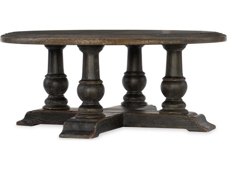 Hooker Furniture Hill Country Medina Round Wood Timeworn Saddle Brown Aged Pewter Cocktail Table