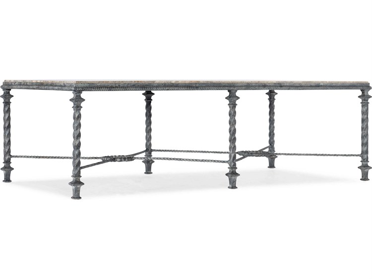 Photos - Coffee Table Wide Hooker Furniture Traditions Rectangular Honed Grey Travertine Stone Verdigris Cocktail Table 5961-80210-00 