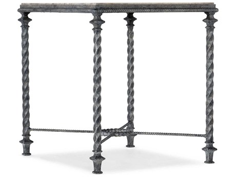 Hooker Furniture Traditions Rectangular Honed Grey Travertine Stone Verdigris End Table