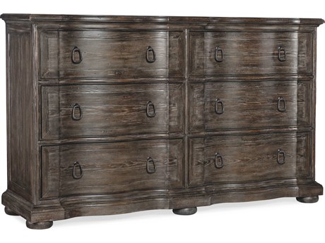 Hooker Furniture Traditions 6-Drawers Gray Pine Wood Double Dresser