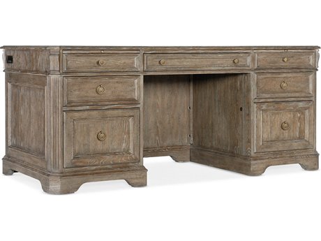 Hooker Furniture Work Your Way Sutter Junior Claro Brown Oak Wood Executive Desk