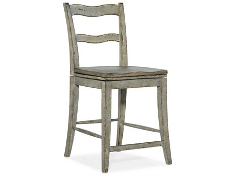 Hooker Furniture Alfresco La Riva Ladder Back Swivel Oak Wood Oyster Counter Stool