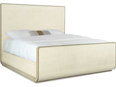 Hooker Furniture Cascade Pebble Beach Terrain Beige Oak Wood Upholstered King Sleigh Bed