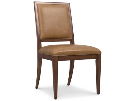 Hooker Furniture Archives Walnut Wood Brown Leather Armless Dining Chair