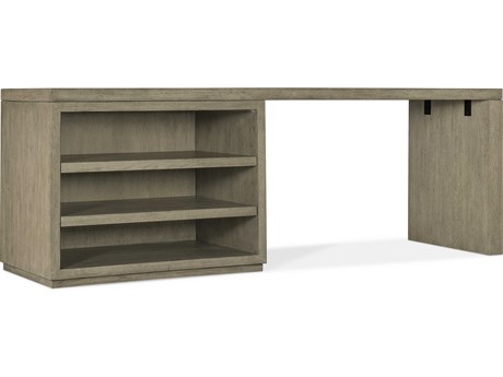 Hooker Furniture Linville Falls Wood Gray Oak Secretary Desk with Open Cabinet