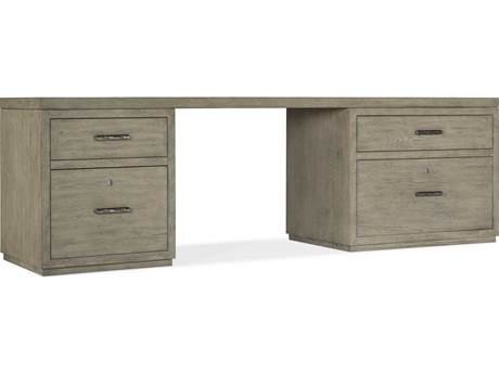 Hooker Furniture Linville Falls Wood Gray Oak Secretary Desk with Small File and Lateral
