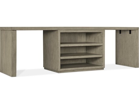 Hooker Furniture Linville Falls Wood Gray Oak Secretary Desk with Centered Open Cabinet