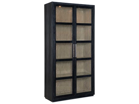 Hooker Furniture Linville Falls Shou Sugi Ban Pine Wood Black Curio Display Cabinet