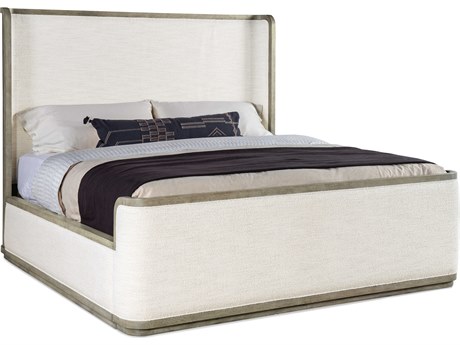 Hooker Furniture Linville Falls Boones Merino Pearl Wood White Solid Upholstered California King Platform Bed