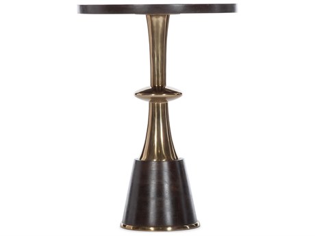 Hooker Furniture Melange Round Dark Wood Gold End Table