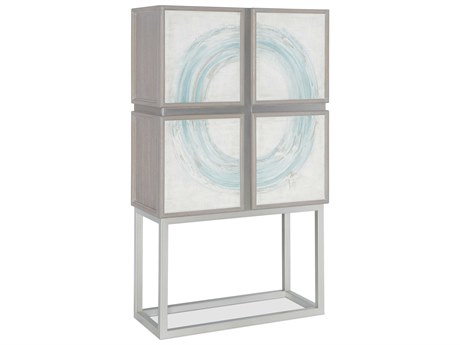 Hooker Furniture Melange Oak Wood Gray Wine Bar Cabinet