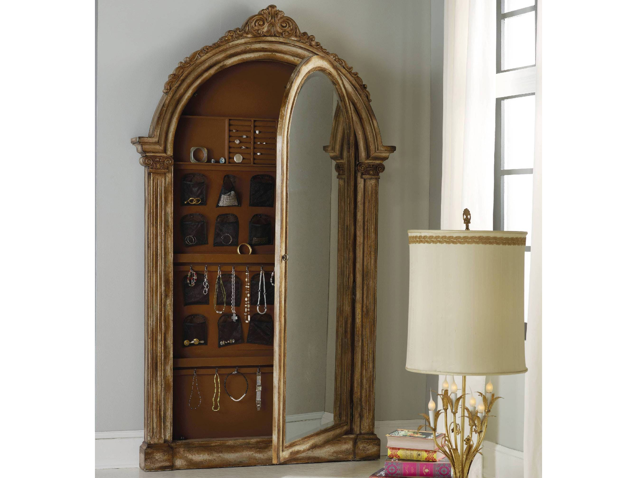 Hooker Furniture Melange Medium Wood 52''W x 90.25''H Floor Mirror with ...