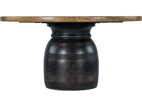 Hooker Furniture Big Sky Round Wood Vintage Natural Charred Timber Dining Table