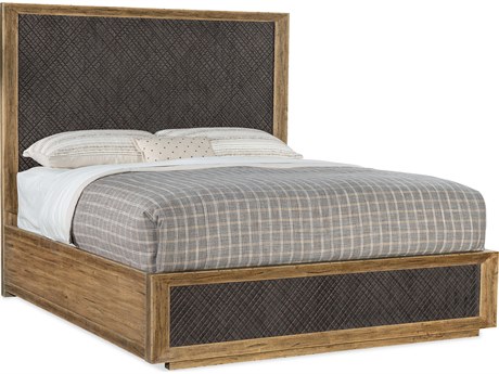 Hooker Furniture Big Sky Charcoal Furrowed Bark Vintage Natural Brown Wood King Panel Bed