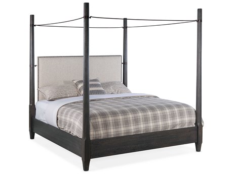 Hooker Furniture Big Sky Saxony Porcelain Black Upholstered King Poster Bed