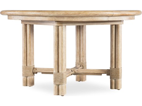 Hooker Furniture Retreat Pole Rattan Extendable Round Wood Dune Dining Table