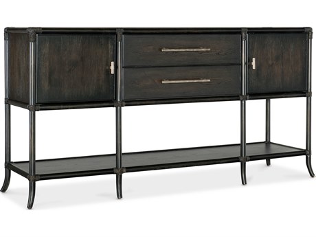 Hooker Furniture Retreat Pole Rattan 70" Solid Wood Black Sand Sideboard