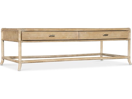 Hooker Furniture Retreat Pole Rattan Rectangular Wood Dune Cocktail Table