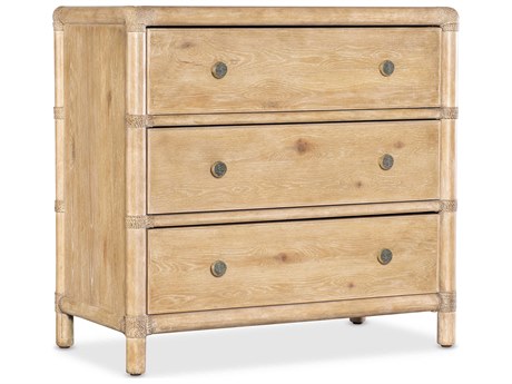 Hooker Furniture Retreat Pole Rattan 3-Drawers Brown Solid Wood Nightstand