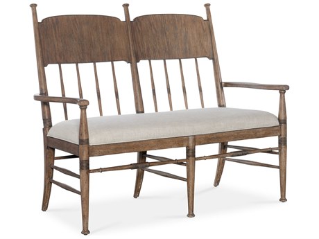 Hooker Furniture Americana Brown Oak Wood Upholstered Arm Dining Chair