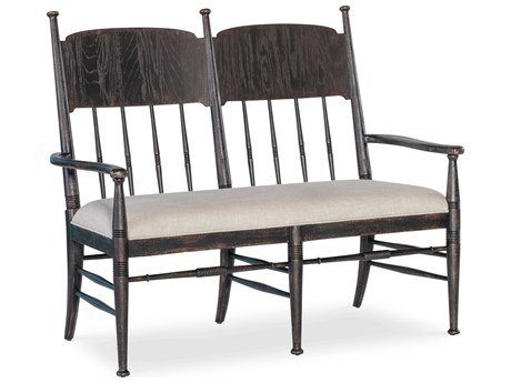 Hooker Furniture Americana Brown Oak Wood Upholstered Arm Dining Chair