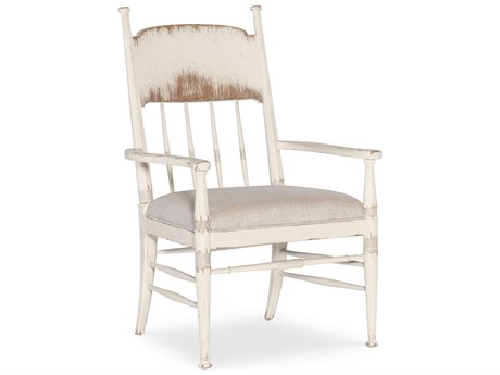 Hooker Furniture Americana Beige Oak Wood Upholstered Arm Dining Chair